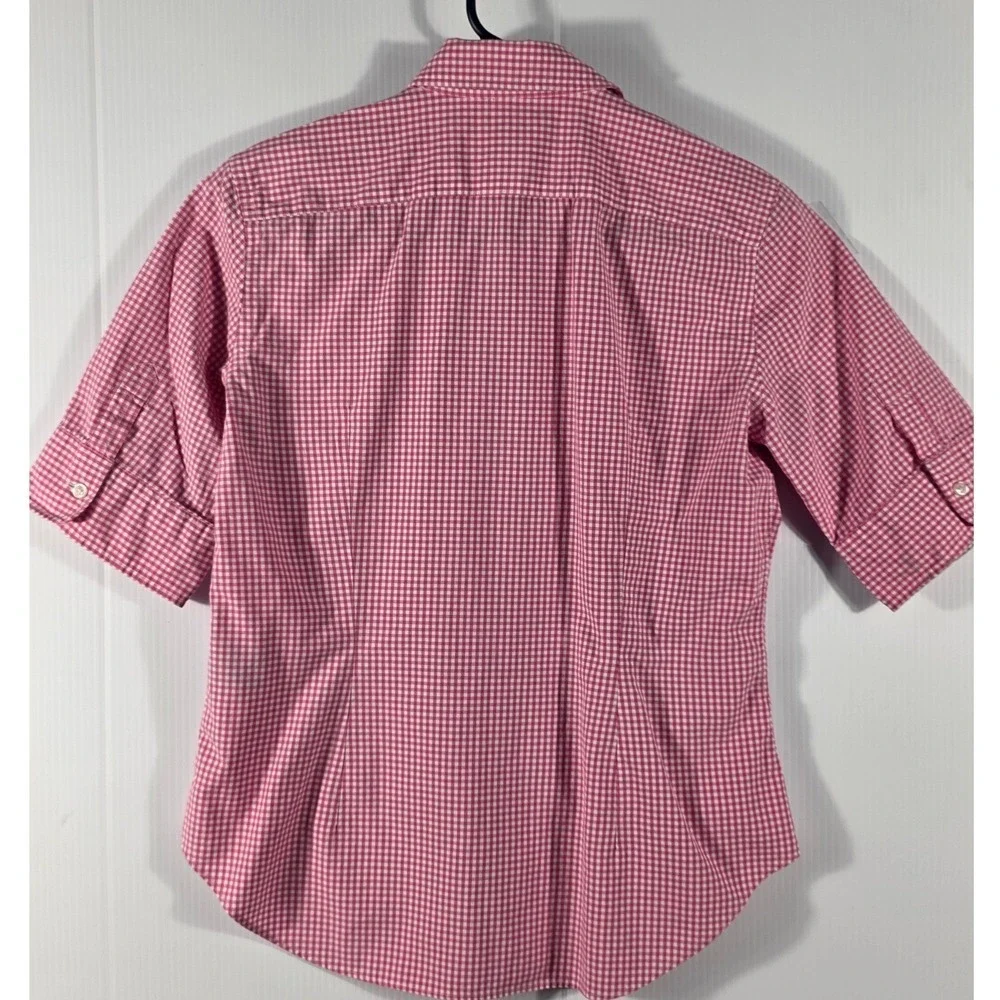 Ralph Lauren Sport Kids Pink Gingham Short Sleeve Button Down Shirt Size 14